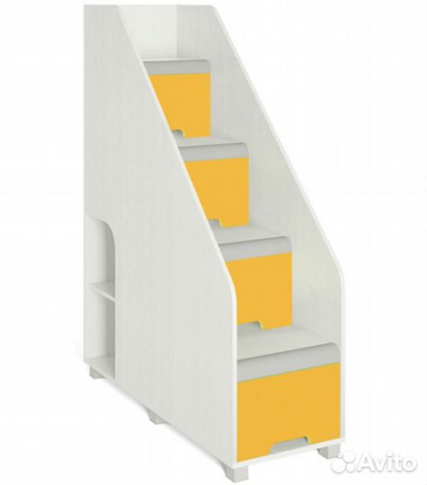 Кровать верхний ярус с лестницей и матрасом