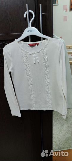 Блузка белая школьная 128 для девочки