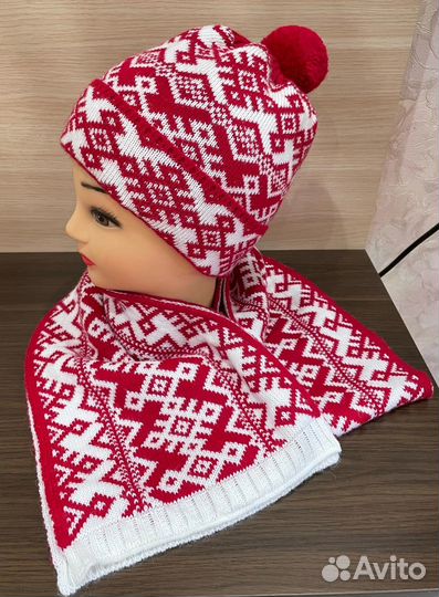 Комплект шапка и шарф коми символика Югыд-Арт