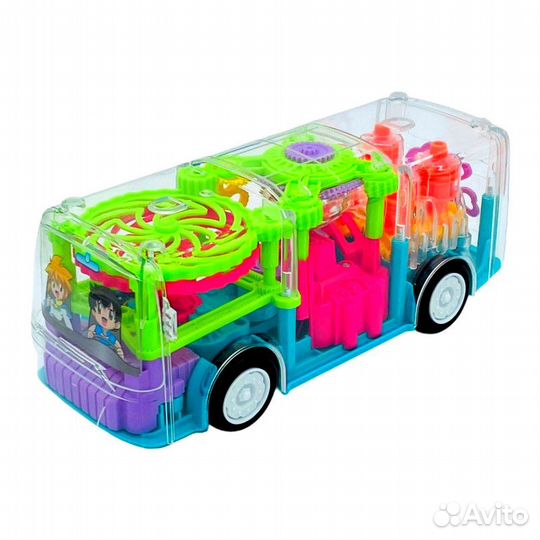 Автобус Шестерёнки прозрачный свет, звук эффекты