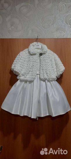 Платье для принцессы с полушубком (рост 98-104см)