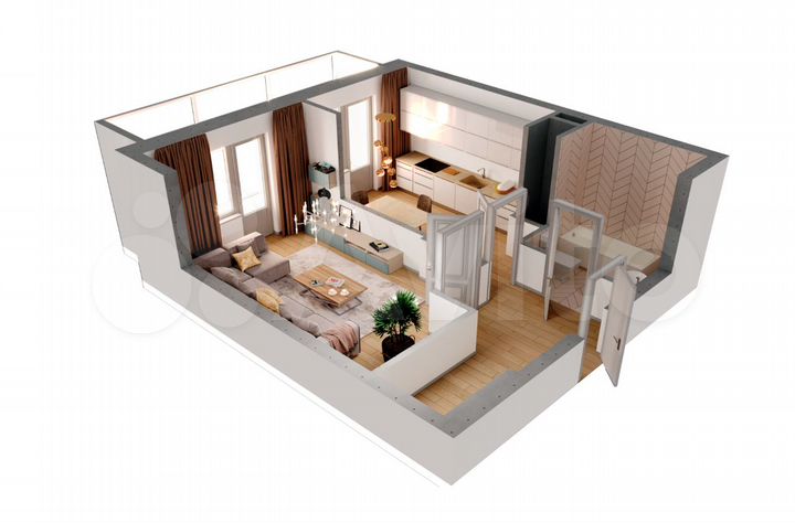 1-к. квартира, 43 м², 3/19 эт.