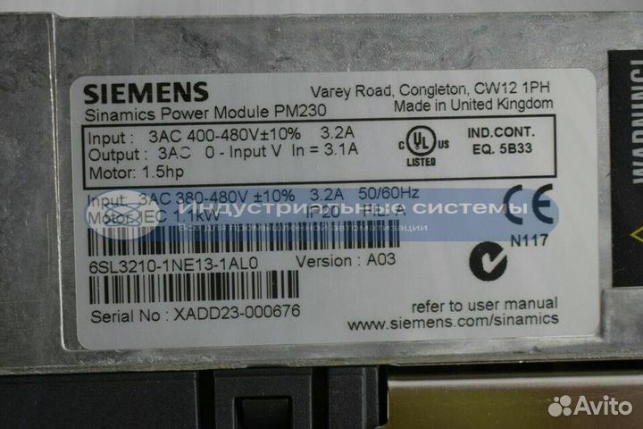 Частотный преобразователь Siemens 6SL3210-1NE13-1A