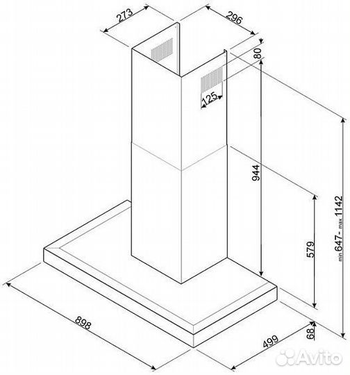 Каминная вытяжка smeg KS 9500 BLE