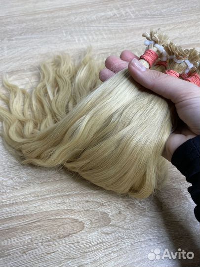 Славянские волосы на mini капсулах, блонд