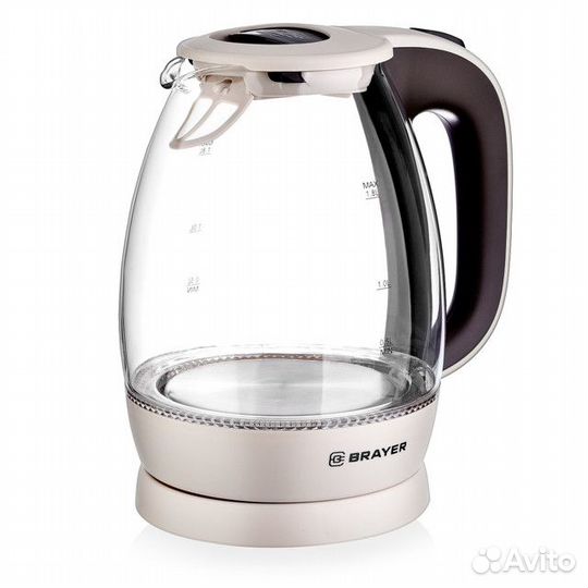 Чайник brayer BR1045BN 2200Вт 1,8л стекло бежевый