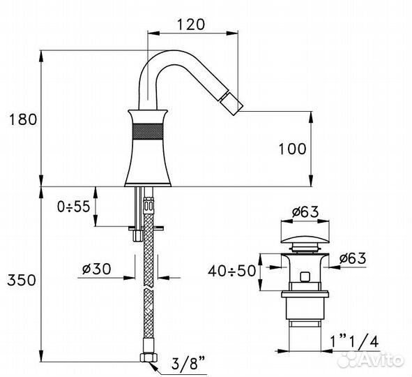 Смеситель для биде Stella 130 CT 00302 CR00 хром