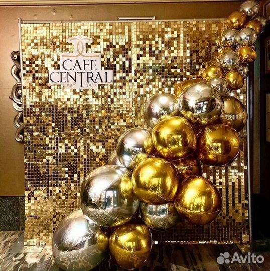 Фотозона из пайеток + неоновая вывеска