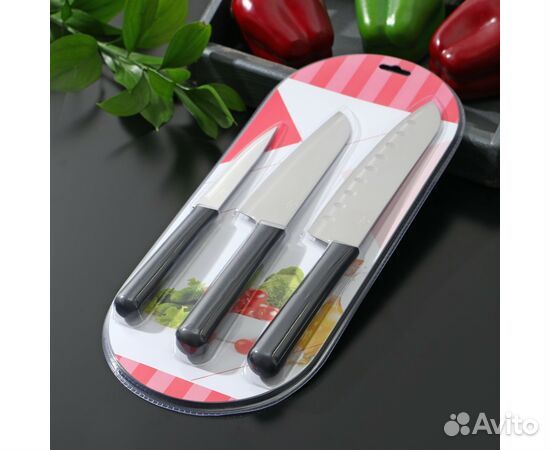 Набор ножей 3шт кухонные Fоlk, лезвие: 10 см, 13,5