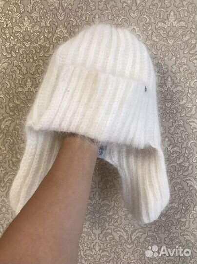 Шапка ушанка женская вязаная