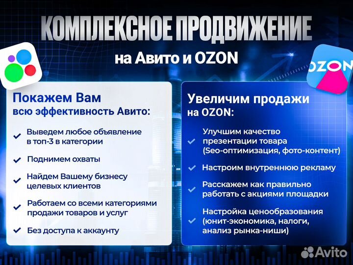 Авитолог Продвижение Avito Ozon вывод в топ