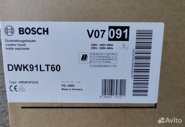 Кухонная вытяжка Bosch DWK91LT60