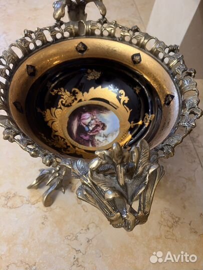 Ваза бронза -фарфор для фруктов