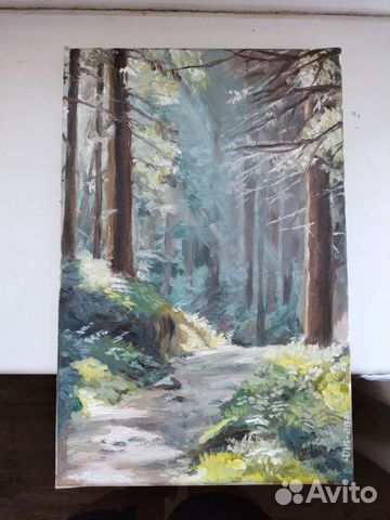 Картина маслом "Утренний лес"