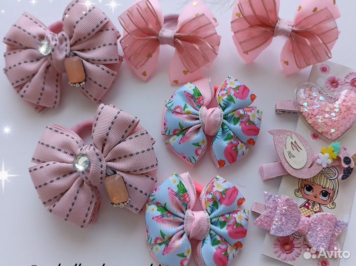 Набор бантиков в нежном пудровом цвете