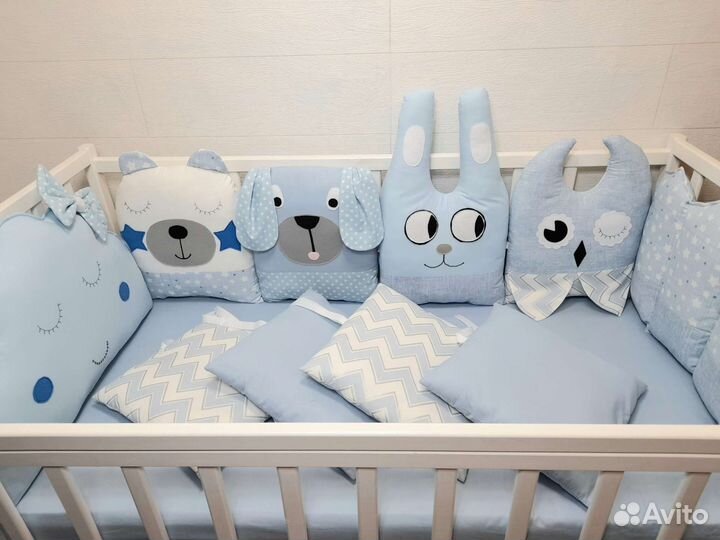 Бортики в детскую кроватку зверюшки