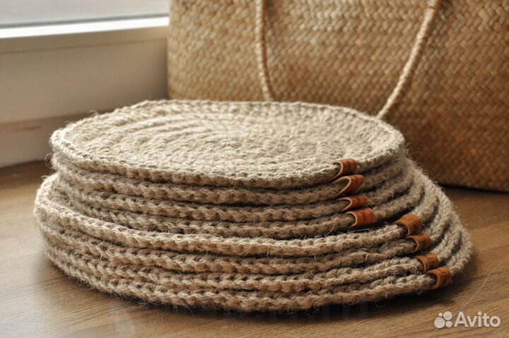 Салфетки из джута и полиэфирного шнура