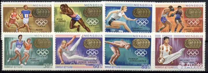Марки монголия -1964 олимпийские игры-медали