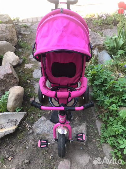 Велосипед коляска трехколесный розовый