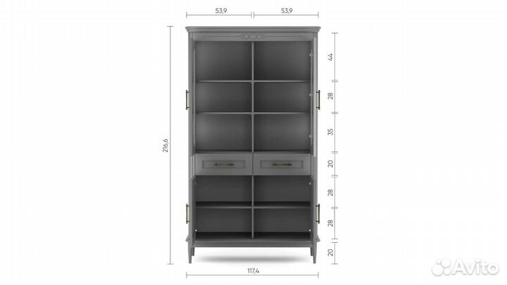 Шкаф витрина дуб Askona Morro серый дубовый