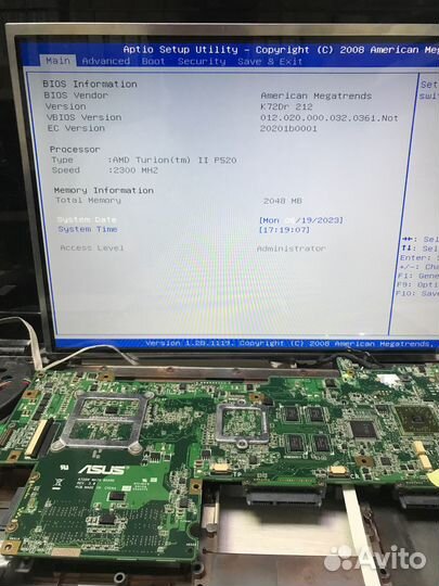 Материнская плата ноутбука Asus K72D K72DR REV:3.0