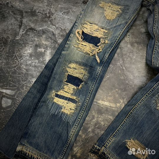 Джинсы апсайкл клеш Banned from Heaven