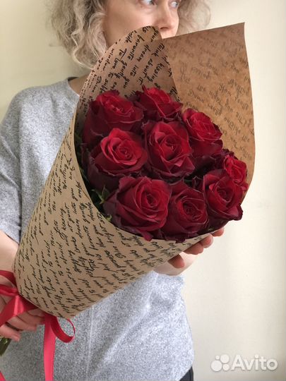 Доставка букета. Розы красные. Краснодар