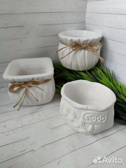 Кашпо из гипса мешочек