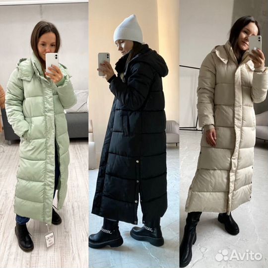 Пуховик 40/42 длинный женский зимний