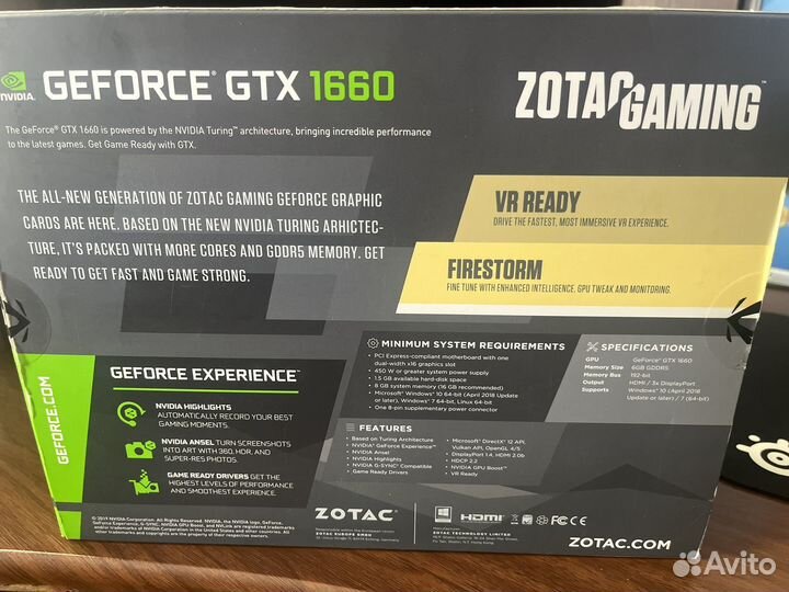 Видеокарта zotac gaming GeForce GTX 1660 6GB