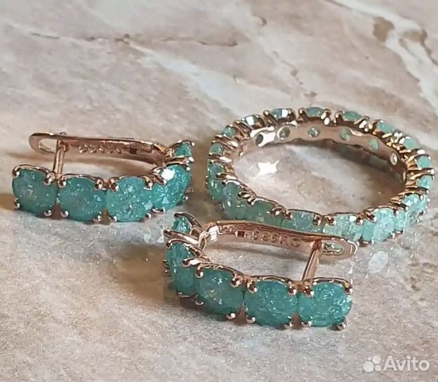 Комплект серьги + кольцо