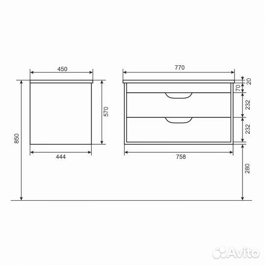 Тумба под раковину Modul 80 Uperwood