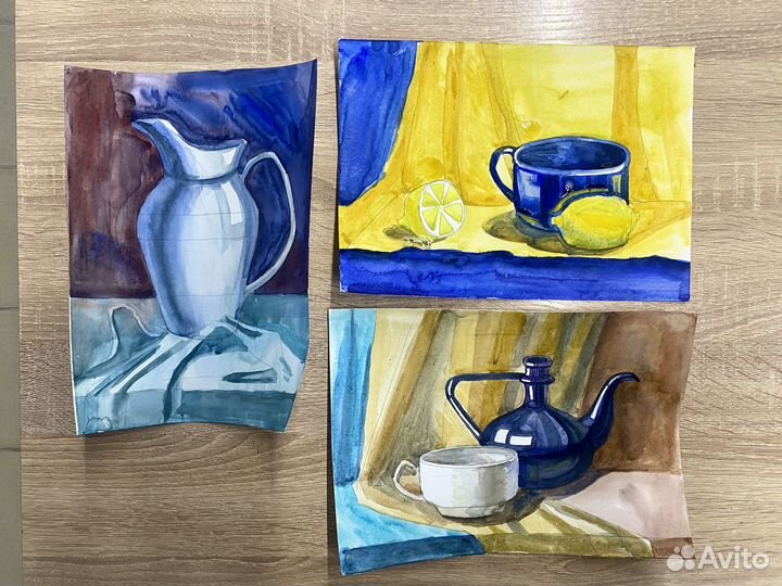 Этюды акварель 3 шт