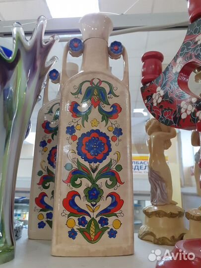 Штофы керамика,подсвечник дерево,часы