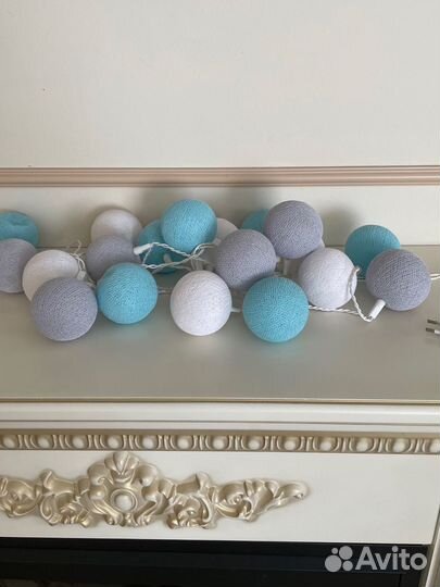 Фонарики тайские (гирлянда) голубые