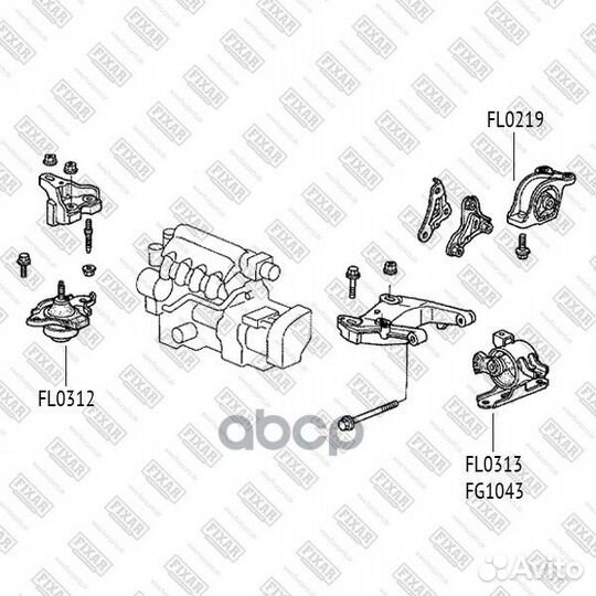 Опора двигателя honda jazz 01- лев. FL0313 fixar