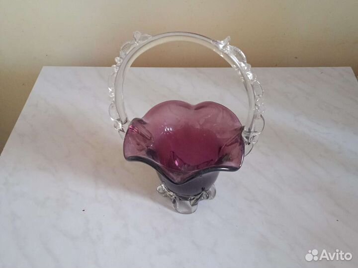 Ваза карамельное стекло фруктовница подбукетник