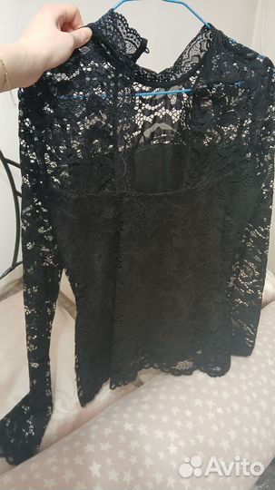 Кружевная чёрная блузка Veromoda XS