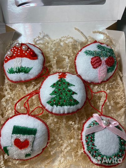 Набор ёлочных игрушек из фетра ручной работы