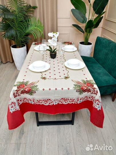 Новогодняя скатерть гобелен