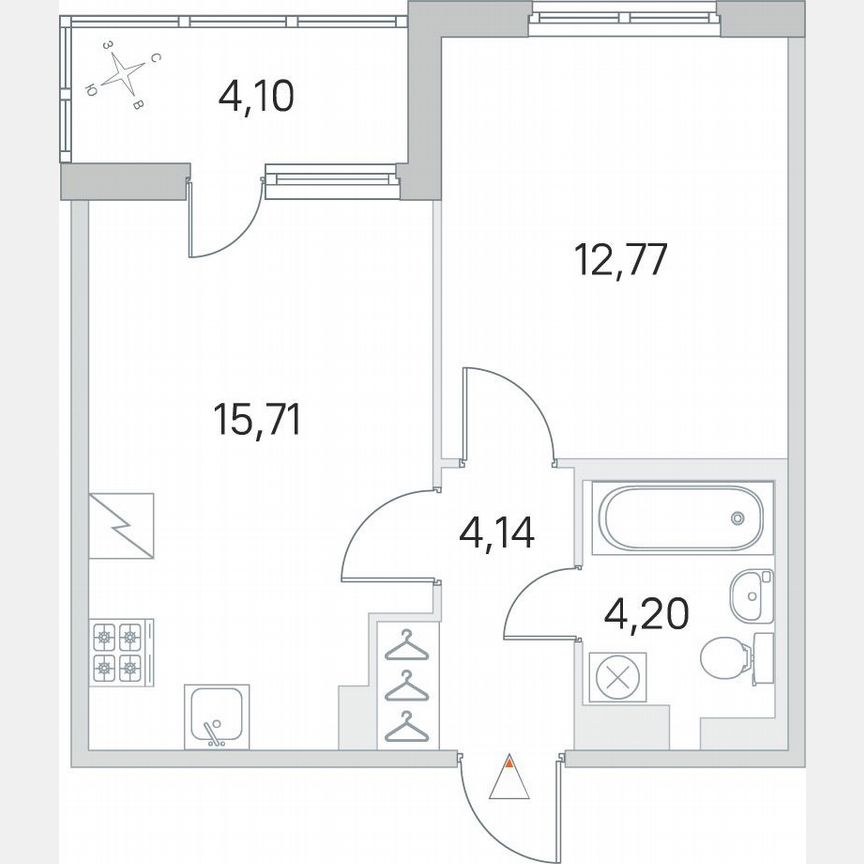 1-к. квартира, 38,9 м², 5/5 эт.