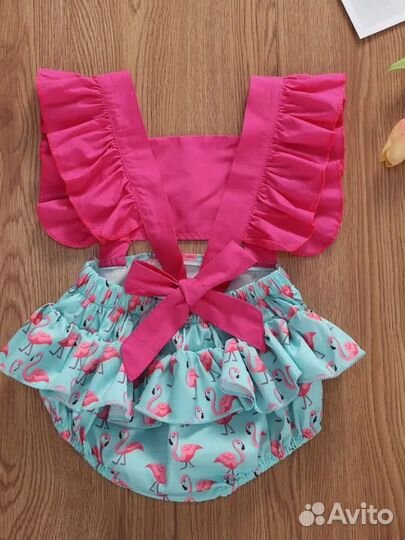 Боди -фламинго для новорожденных 62-68