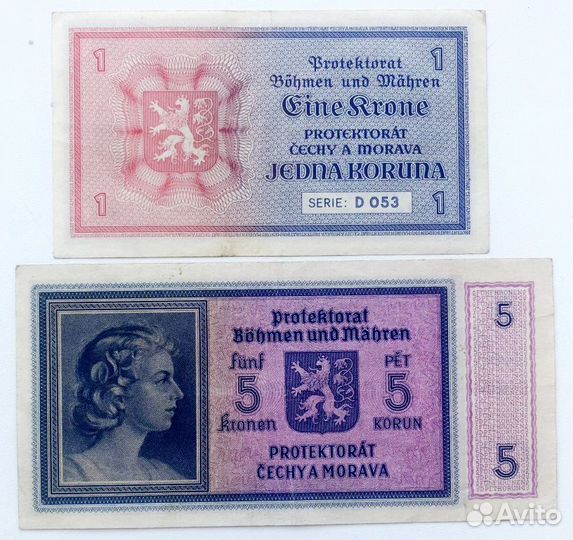 Богемия и Моравия 1+5 крон 1940 (редк)