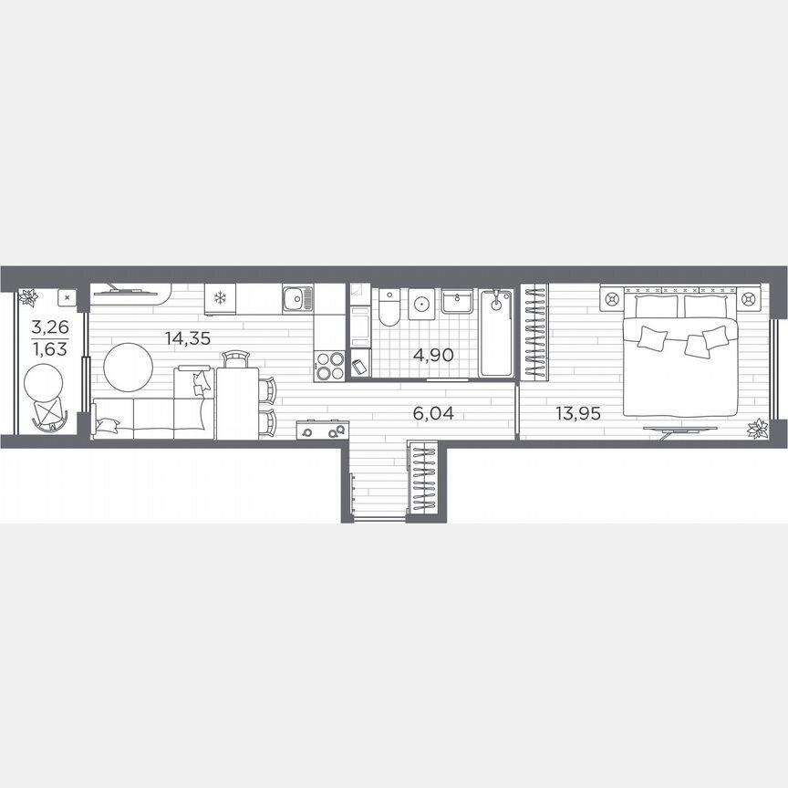 1-к. квартира, 40,9 м², 4/5 эт.