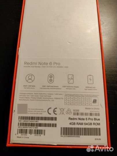 Xiaomi Redmi Note 6 Pro, 4/64 ГБ
