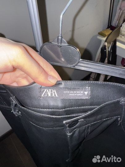 Брюки кожаные черные