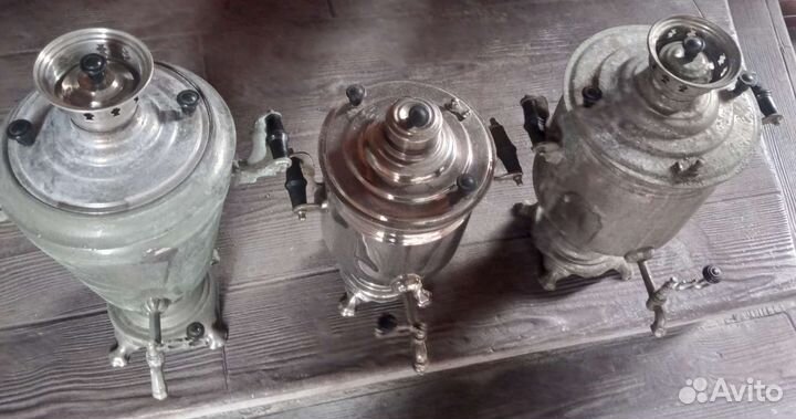 Самовары 3 шт. 5-7 литров, рюмка - бочка