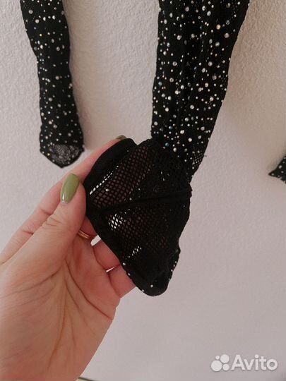 Боди в сетку в стразах