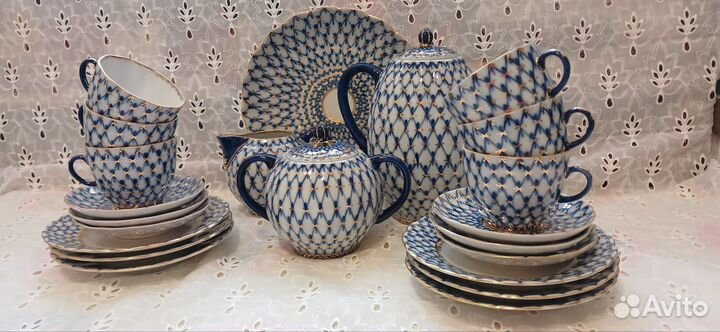 Кофейный сервиз кобальтовая сетка лфз