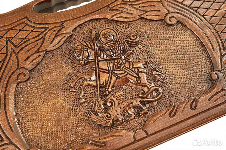 Нарды и шашки резные Георгий Победоносец 50 х 53 см бук Армения 62519